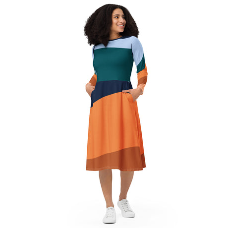 Rustic Colorblock Midi Dress 