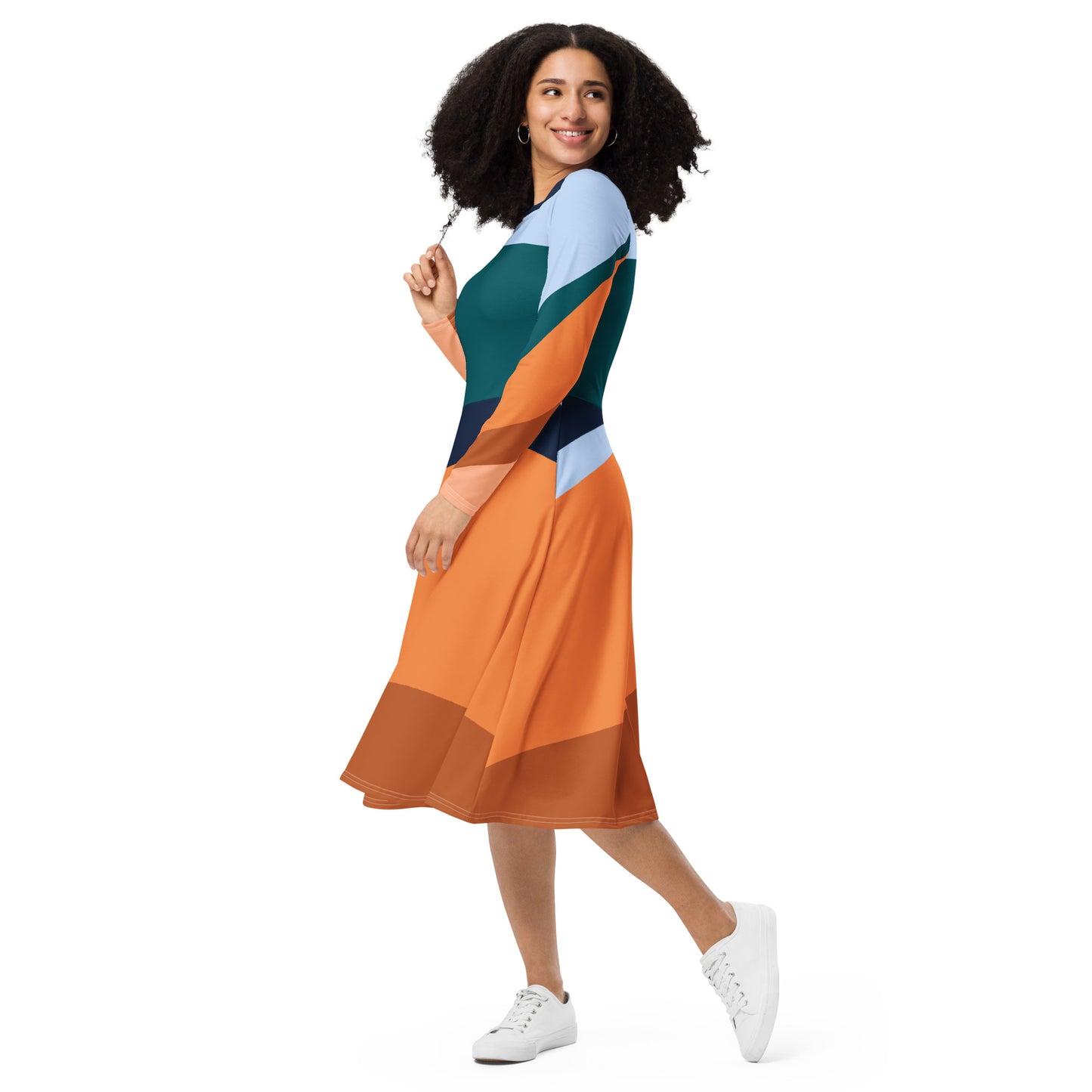 Rustic Colorblock Midi Dress