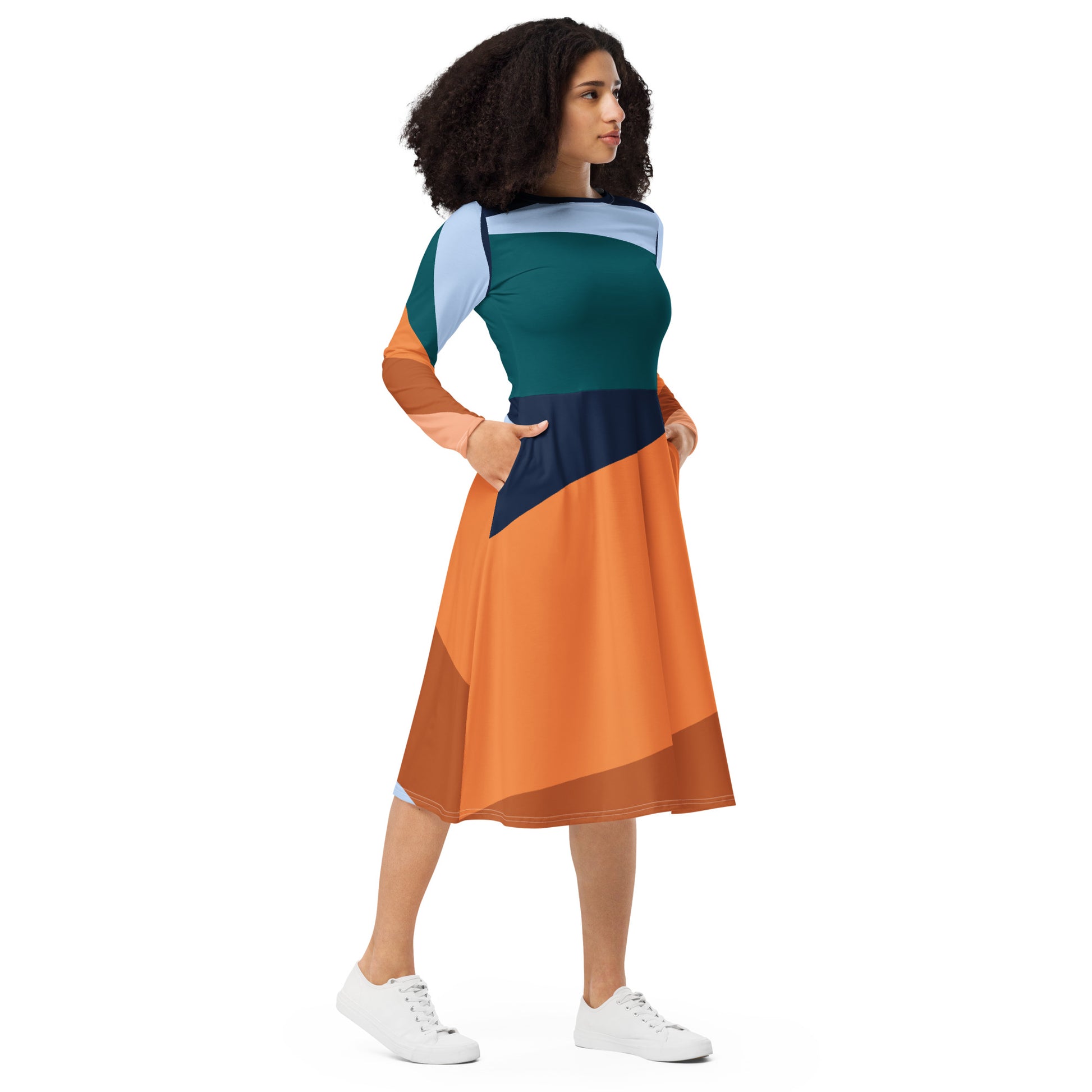 Rustic Colorblock Midi Dress 