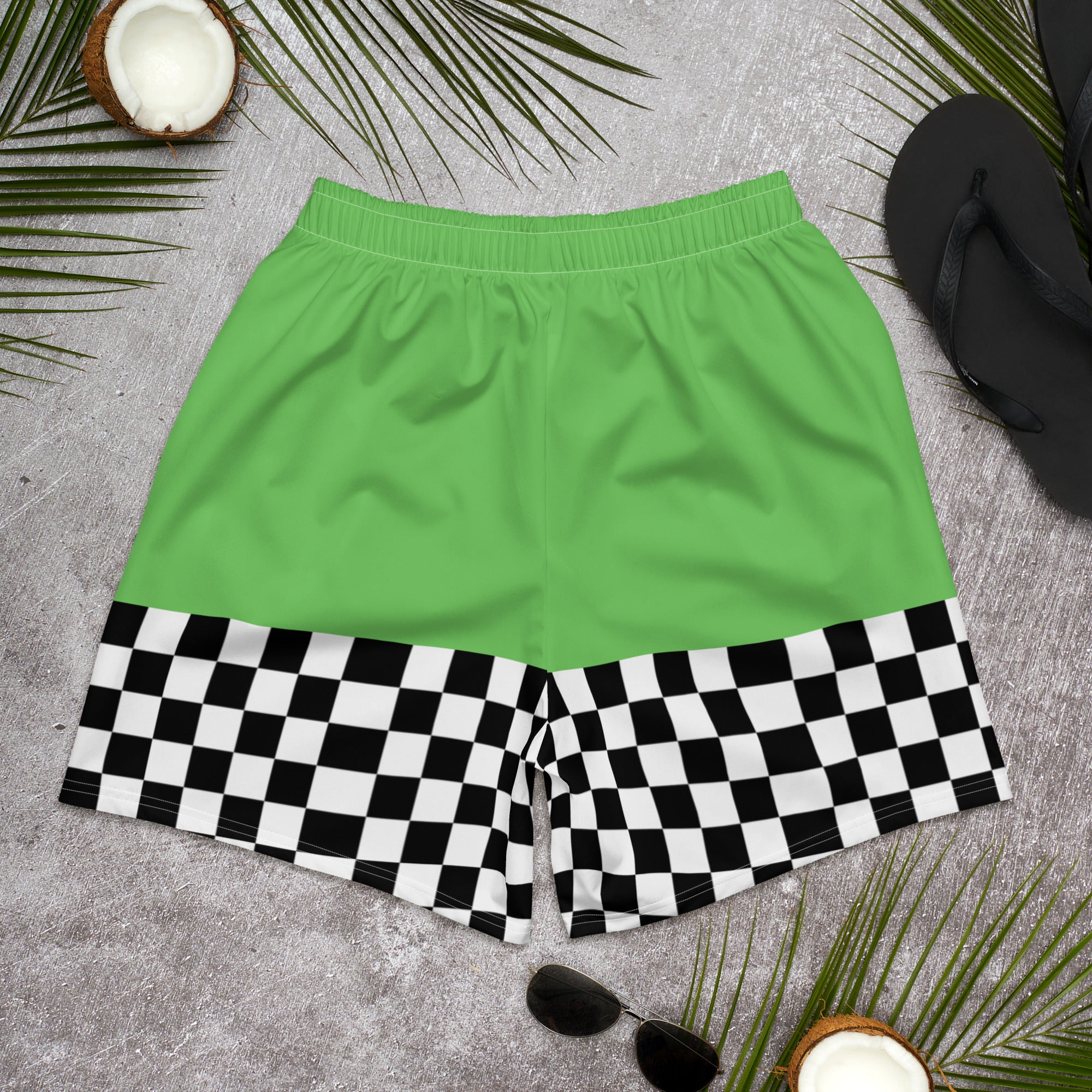 Quick Dry Green Check Swim Shorts 