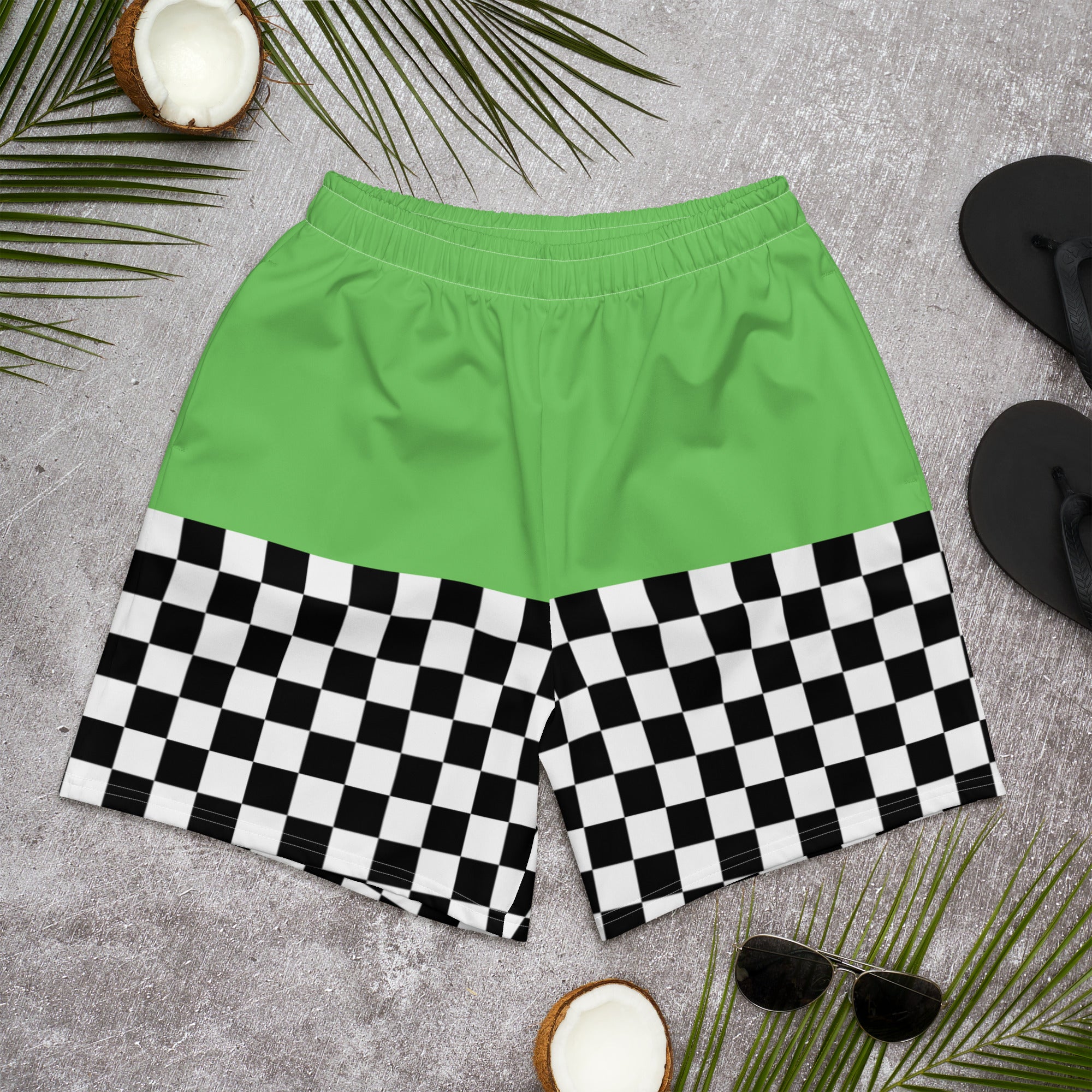 Quick Dry Green Check Swim Shorts 
