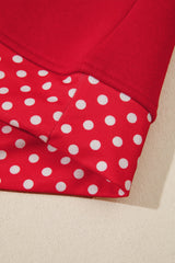 Dark Green Polka Dot Patchwork Round Neck Plus Size Sweatshirt