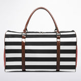 Luxury Stripes Canvas Duffel Bag – Weekender & Gym Travel Bag | Durable Overnight Bag