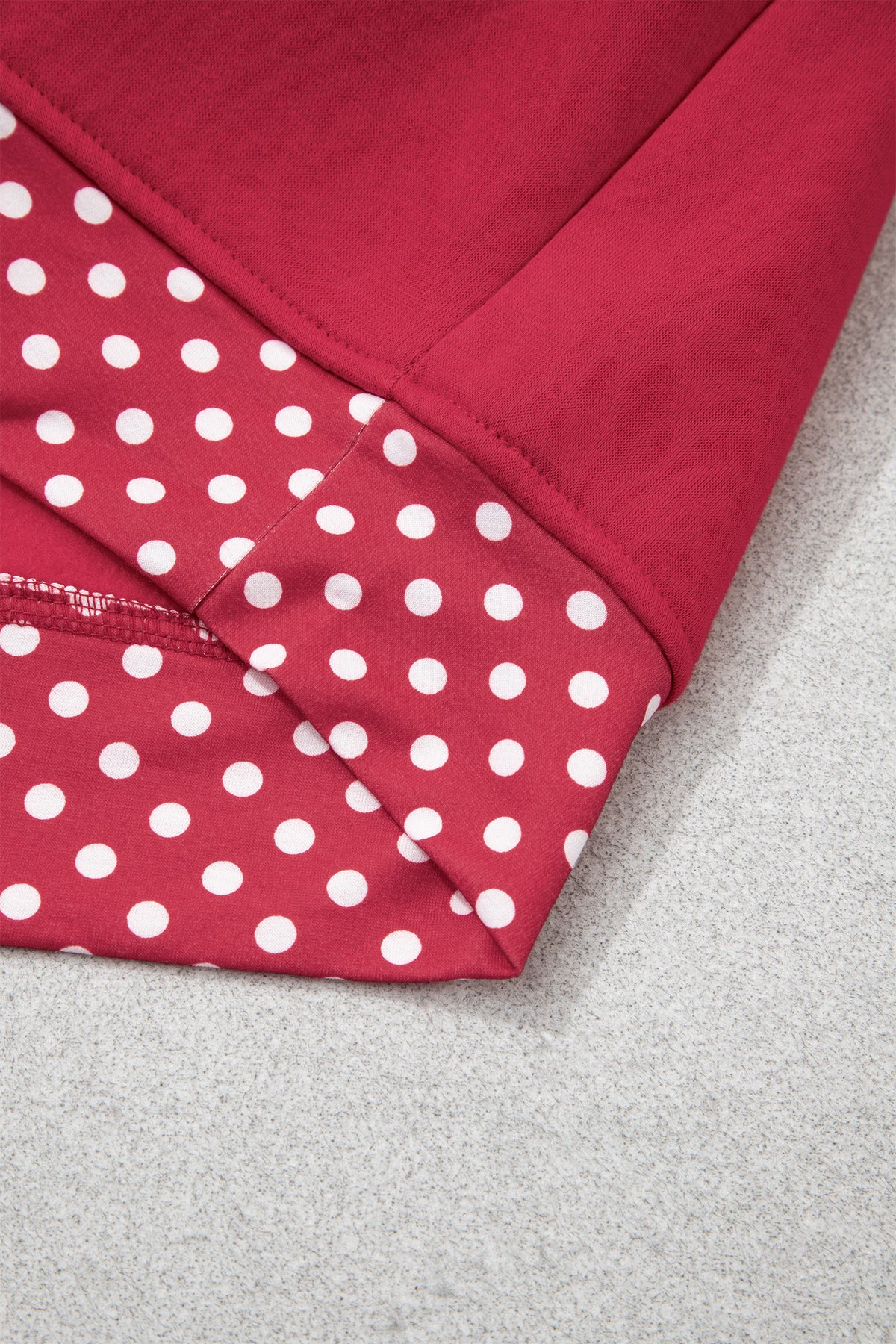 Burgundy Colorblock Polka Dot Contrast Trim Oversized Sweatshirt