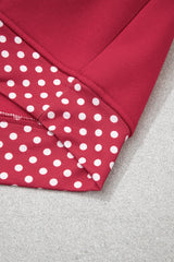 Burgundy Colorblock Polka Dot Contrast Trim Oversized Sweatshirt