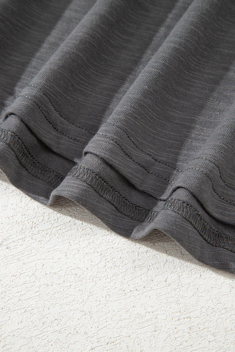 Dark Grey Double Ruffled Short Sleeve Plus Size Top
