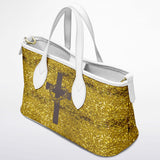 Luxury Gold Cross Christian Leather Tote Bag