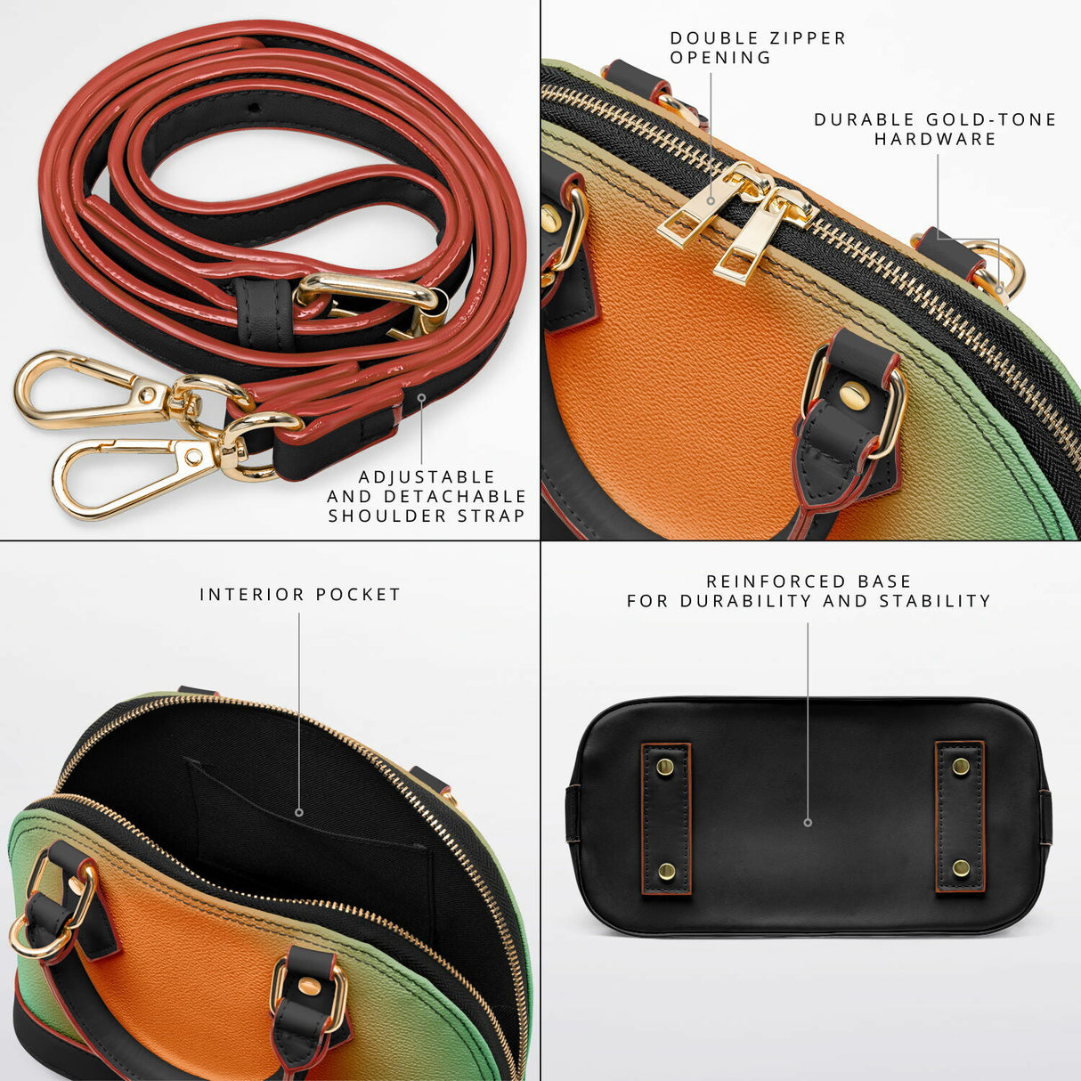 Melon Seoule™ Dome Satchel – Abstract Color Block Handbag | Orange Green Black Purse | Unique Mini Statement Bag for Women