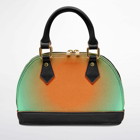 Melon Seoule™ Dome Satchel – Abstract Color Block Handbag | Orange Green Black Purse | Unique Mini Statement Bag for Women