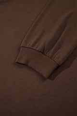 Coffee PRAY Letter Patchwork Round Neck Long Sleeve Plus Size Sweatshirt