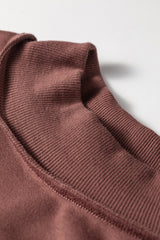 Coffee Oversize Drop Shoulder Reversible Mock Neck Sweatshirt