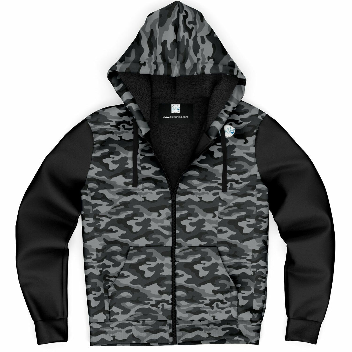 Classic Black Camo UNISEX Zip Up Youth Coat (Husky Fit)