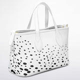 Retro Heiress™ Leather Tote – 90’s Black & White Polka Dot Purse | Vintage-Inspired Leather Handbag | Classic Chic Tote