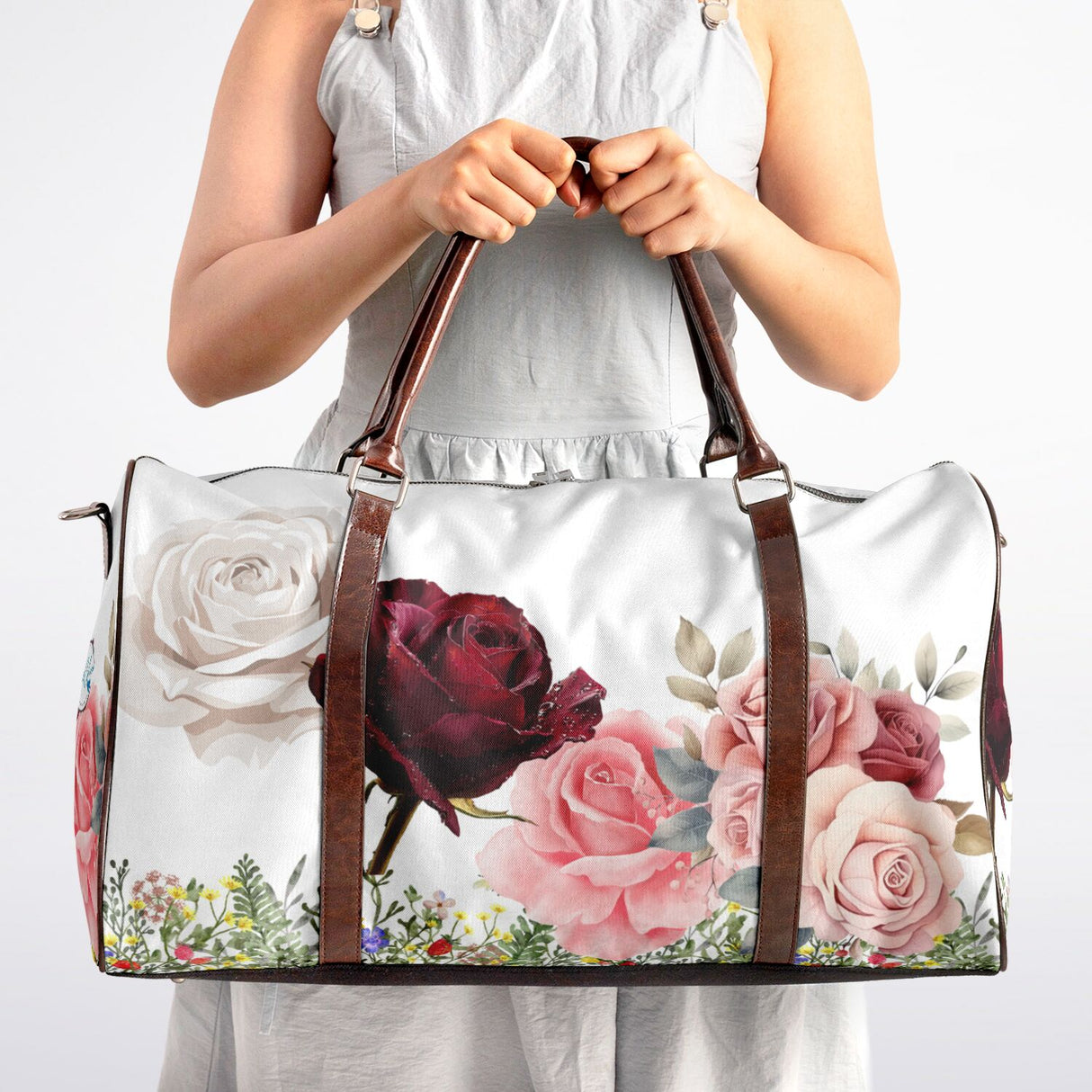 Rose Garden Canvas Duffel Bag – Weekender & Gym Travel Bag | Durable Overnight Bag