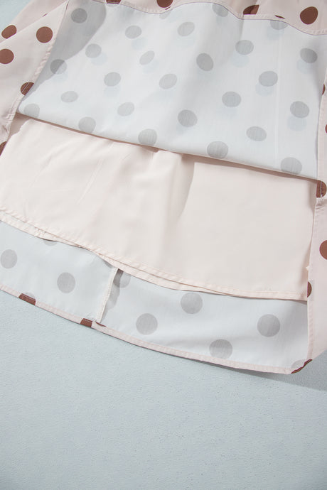 Beige Polka Dot Midi Long Sleeve Dress