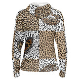 Women's Recycled Long Sleeve Hoodie Shirt-Leopard Queen