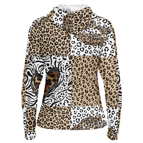 Women's Recycled Long Sleeve Hoodie Shirt-Leopard Queen