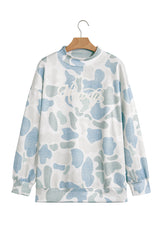 Multicolour Camo Print Howdy Western Style Baggy Pullover Sweatshirt