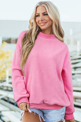 Coffee Oversize Drop Shoulder Reversible Mock Neck Sweatshirt