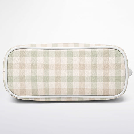 Spring Society™ Leather Tote – Spring Plaid Handbag | Pastel Plaid Purse | Feminine Leather Tote for Women