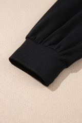 Black Solid V Neck Tunic Shift Long Sleeve Plus Size Blouse