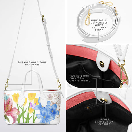 Lily of the Valley Christian Floral Leather Tote Bag