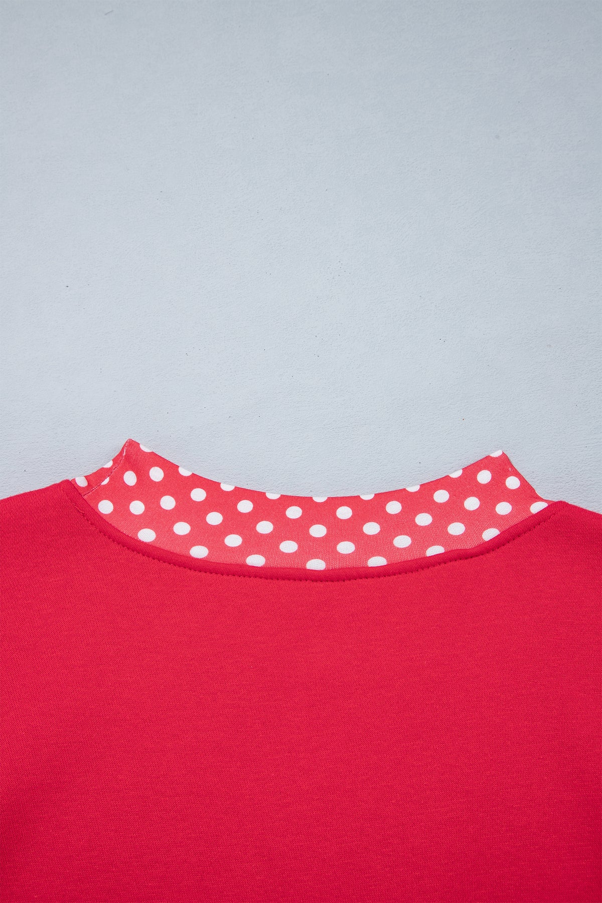 Burgundy Colorblock Polka Dot Contrast Trim Oversized Sweatshirt