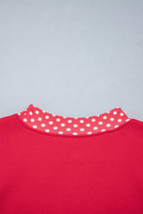Burgundy Colorblock Polka Dot Contrast Trim Oversized Sweatshirt