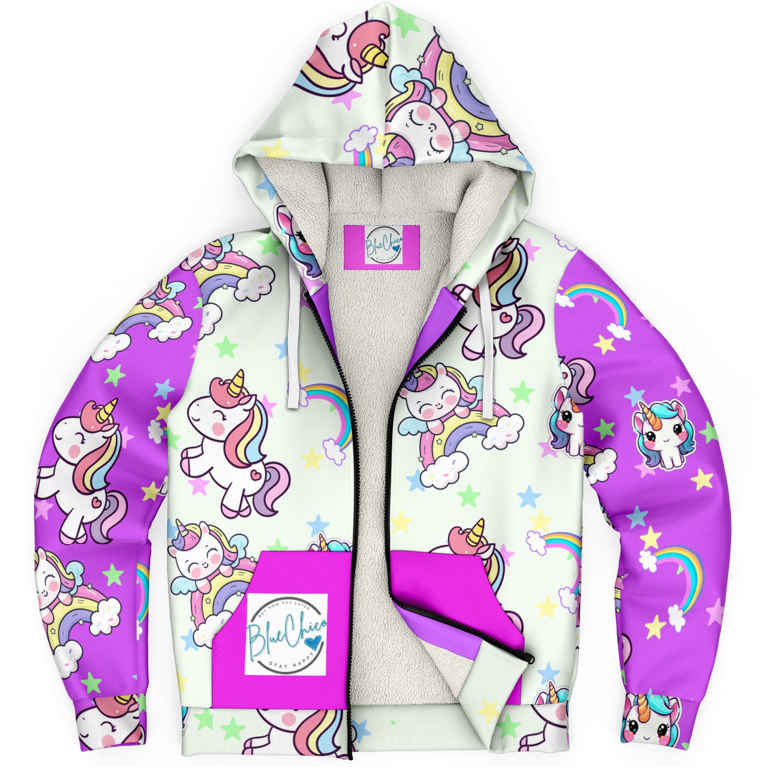Unicorn Craze MIcroFleece Zip Up Youth Coat (Husky Fit) 