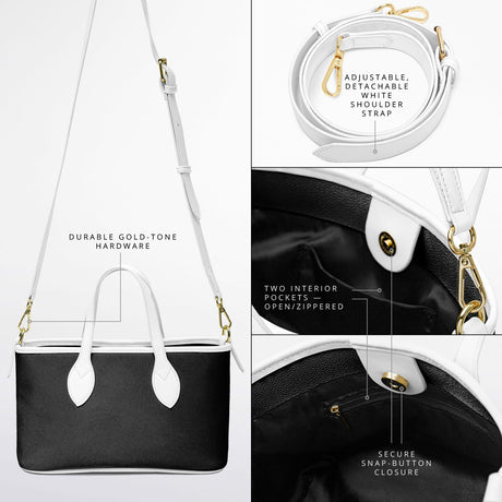 LDB in Tow™ Leather Tote – Elegant Black Purse | Minimalist Leather Handbag | Perfect Prom & Date Night Bag