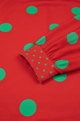 Brown Polka Dot Print Contrast Detail Oversized Tunic Sweatshirt