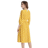 Sunshine Polky Boat Neck Belted Flared Dress