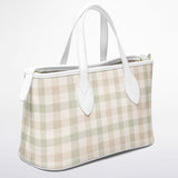 Spring Society™ Leather Tote – Spring Plaid Handbag | Pastel Plaid Purse | Feminine Leather Tote for Women