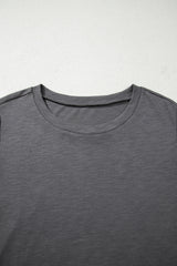Dark Grey Double Ruffled Short Sleeve Plus Size Top