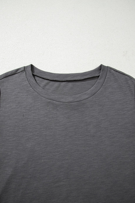 Dark Grey Double Ruffled Short Sleeve Plus Size Top