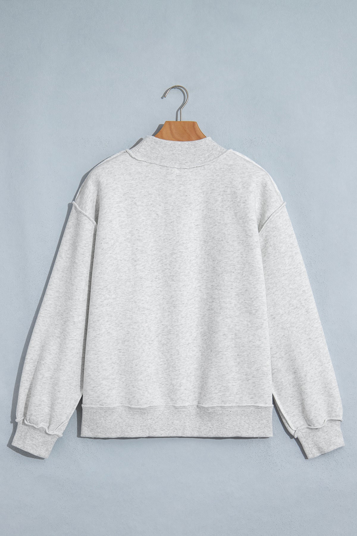 Coffee WWJD Mixed Pattern Embroidered Patch Graphic Mock Neck Sweatshirt