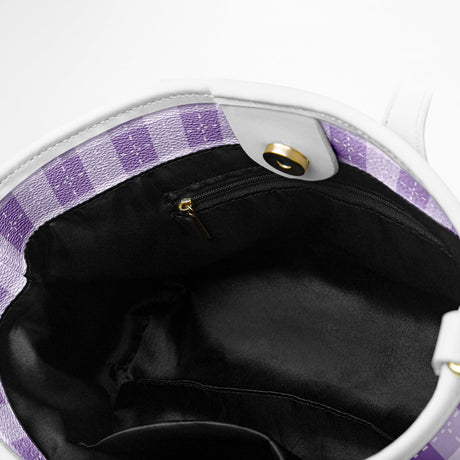 Blush Garden™ Leather Tote – Soft Purple Pink Plaid Purse | Feminine Spring Handbag | Girly Plaid Tote for Women