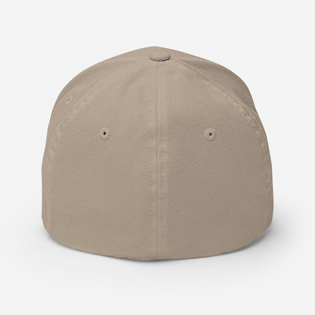 Beige fitted hat showing back view with ventilation holes united states of america hat