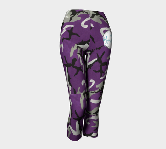 Purple Camo Premium Stretch Capri Leggings