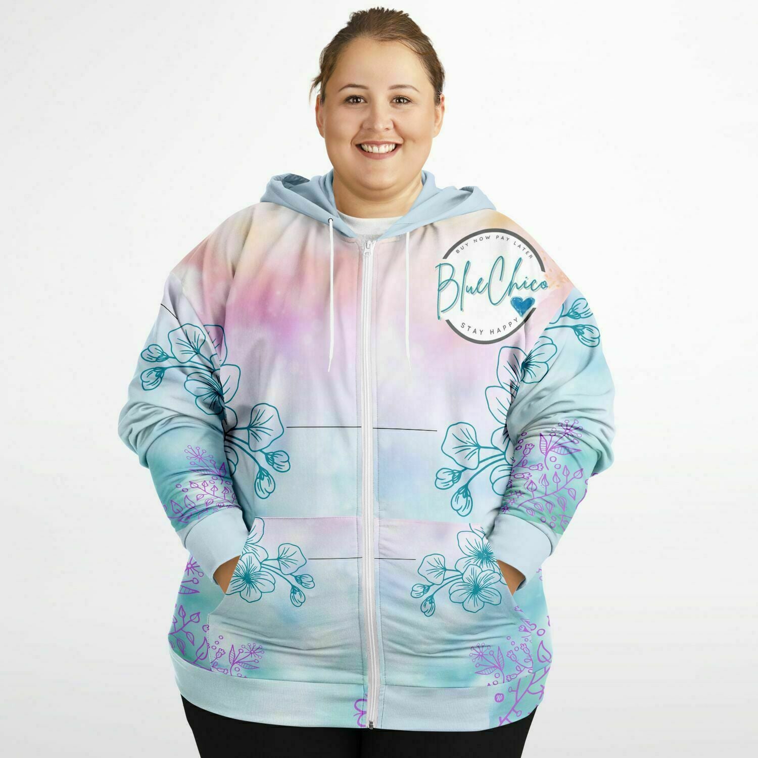 PLUS SIZE Cotton Candy Florals Premium Hoodie 