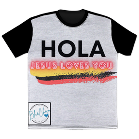 Hola Jesus Loves You Print T-Shirt 