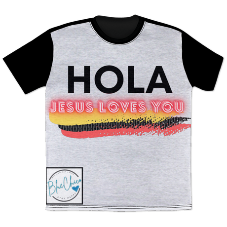 Hola Jesus Loves You Print T-Shirt 