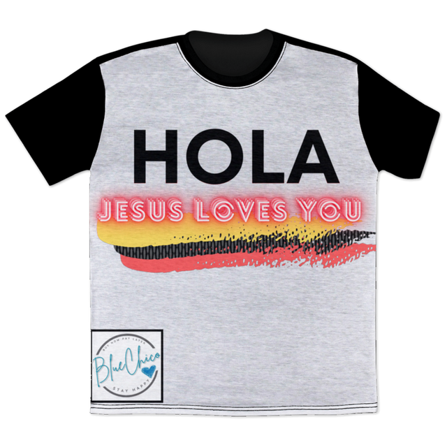 Hola Jesus Loves You Print T-Shirt 