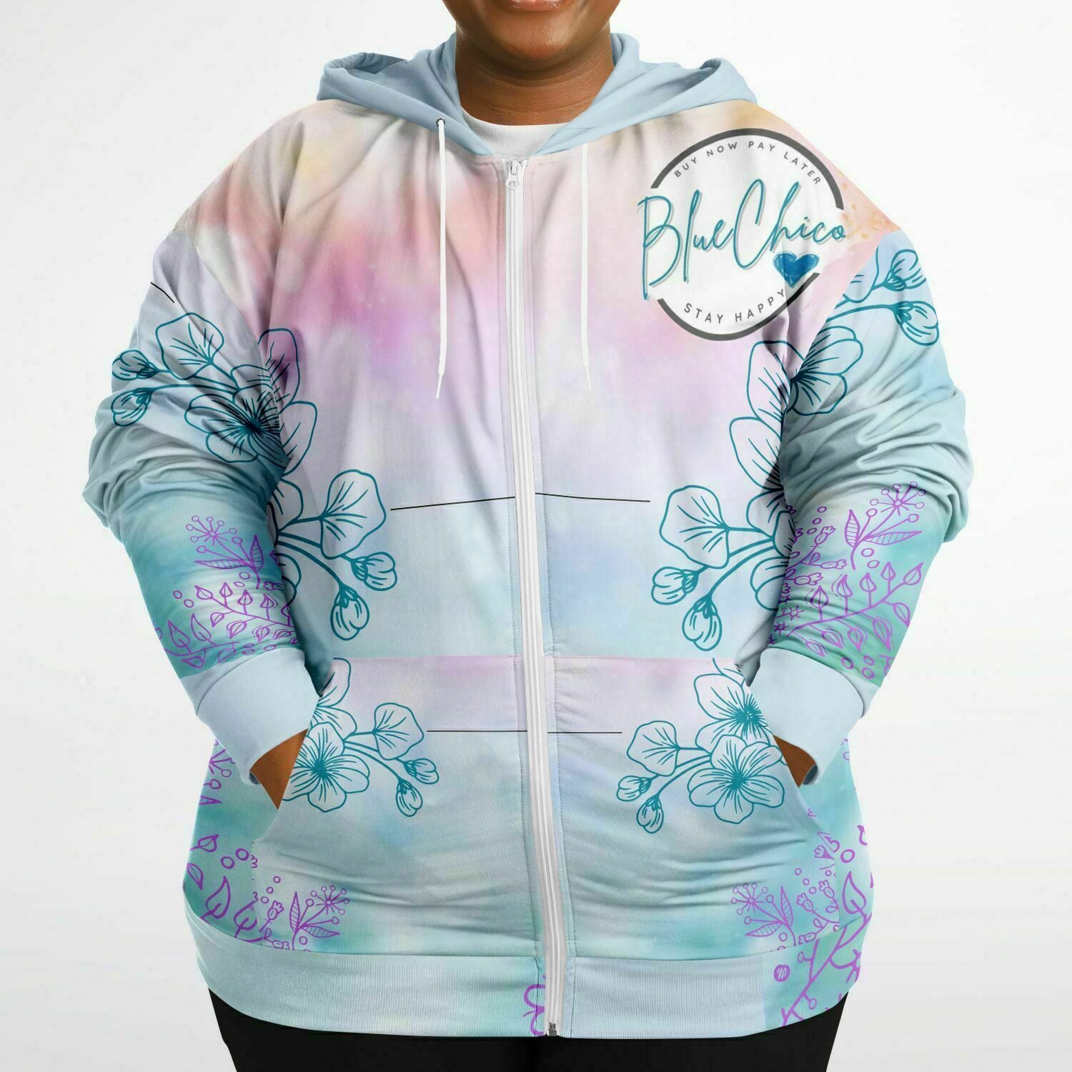 PLUS SIZE Cotton Candy Florals Premium Hoodie 