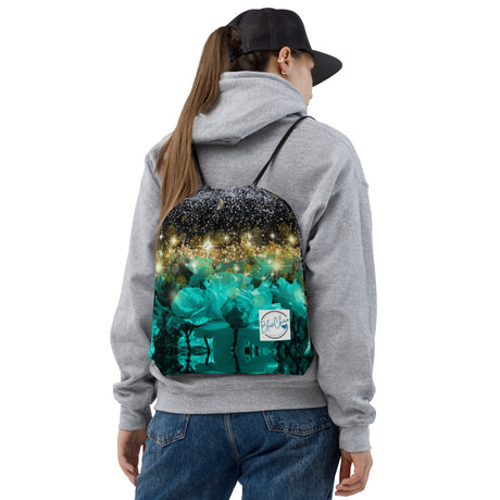 Galaxy Rose Drawstring Bag 