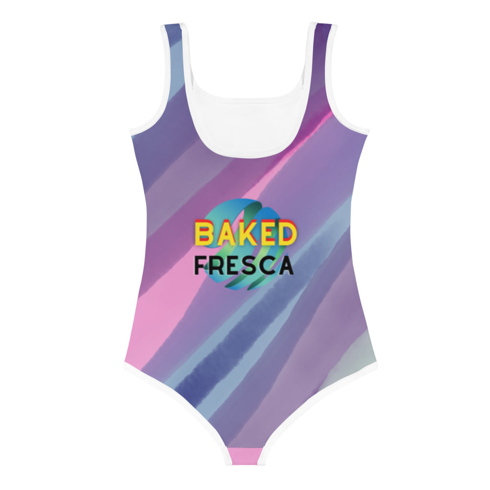 Lavendar Stripes Kids Swimsuit by Baked Fresca