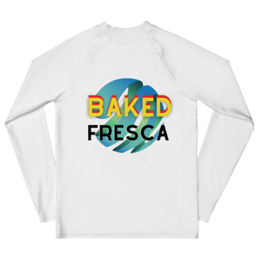 Clean White Youth Rash Guard by Baked Fresca 