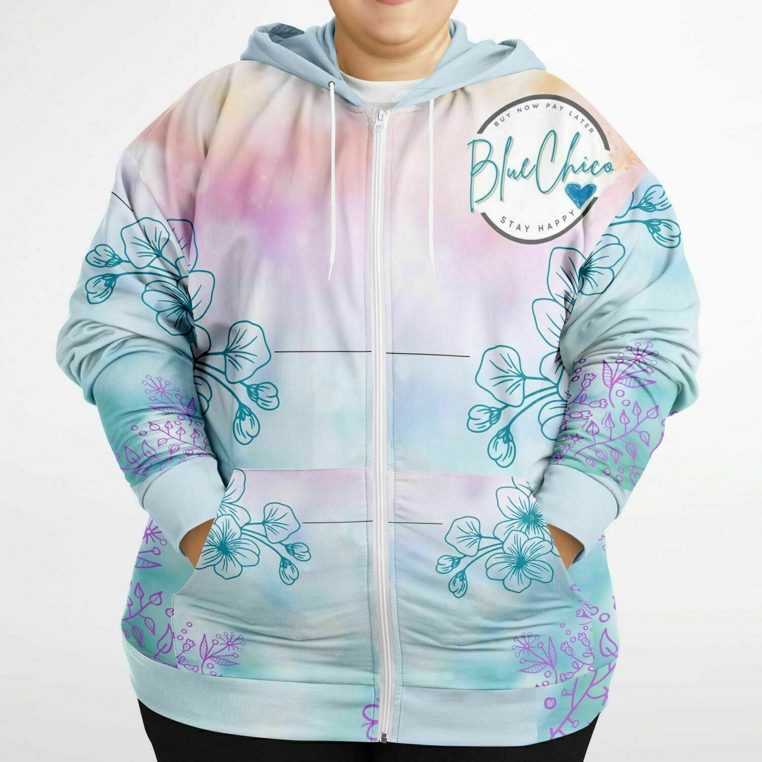 PLUS SIZE Cotton Candy Florals Premium Hoodie 