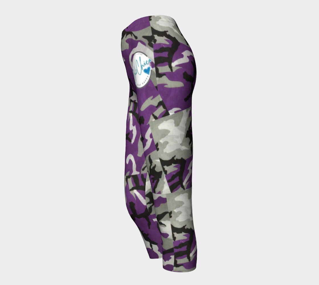 Purple Camo Premium Stretch Capri Leggings 