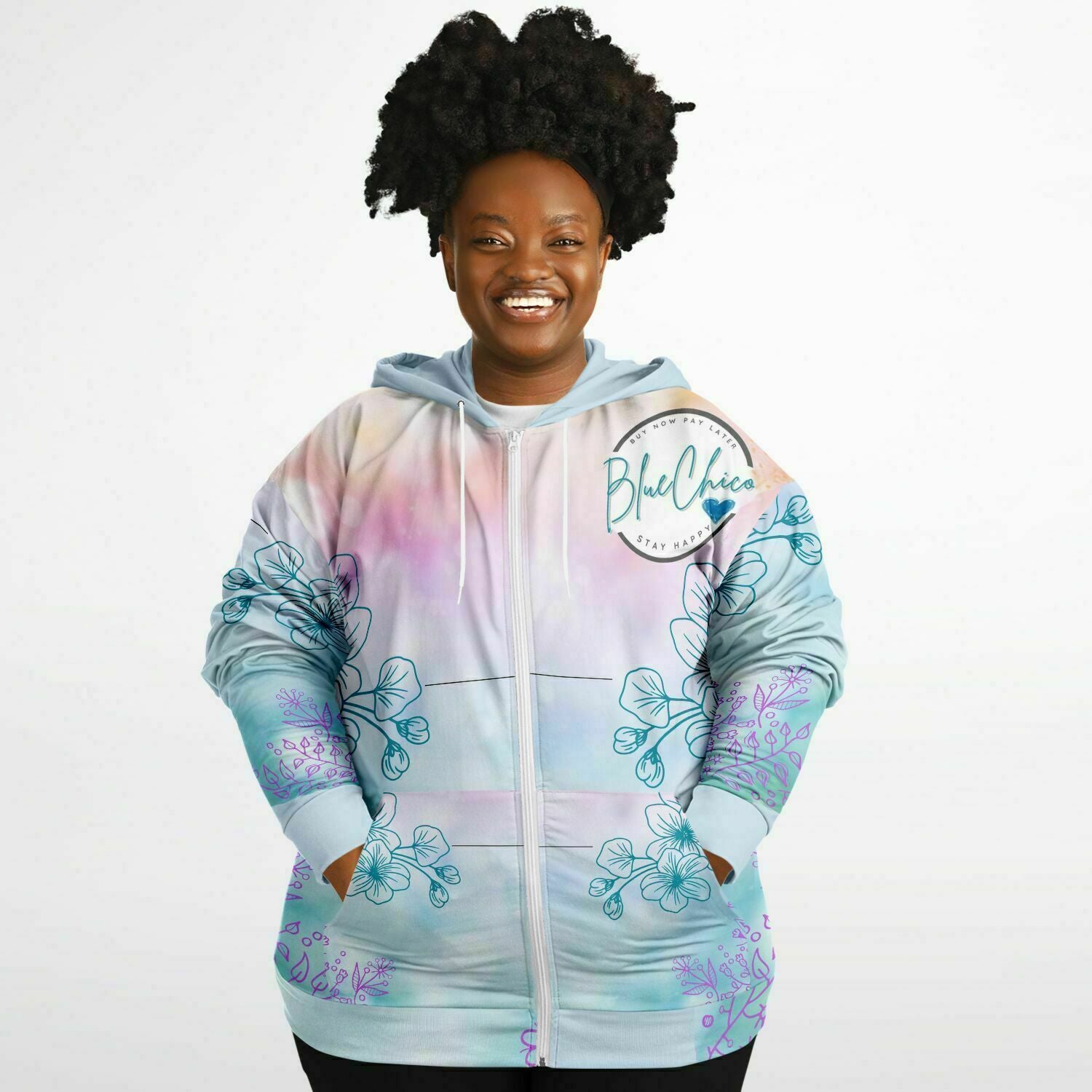 PLUS SIZE Cotton Candy Florals Premium Hoodie 